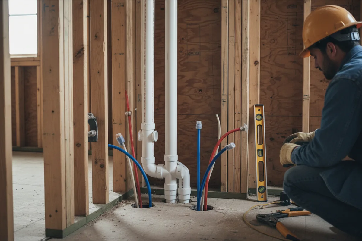 Drain and supply rough-in during Leak Detection in Atchison
