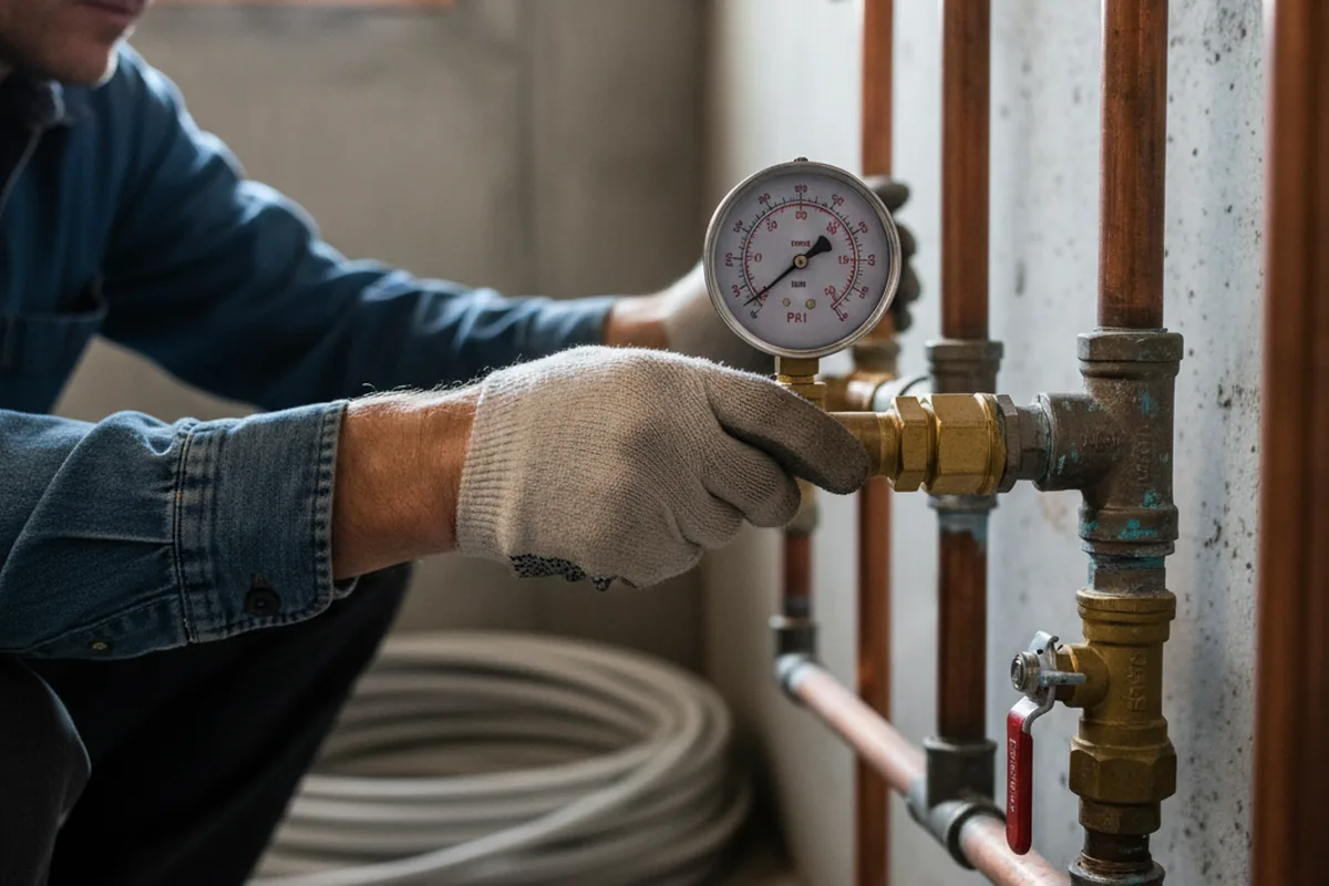 Pressure testing a repaired line during Water Line Repair in Atchison